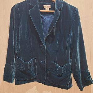 Allison Taylor Women's Deep Blue Velvet Blazer